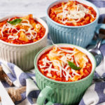 Everyday,Food:,Tomato,And,Chicken,Lasagna,Soup,With,Shredded,Mozzarella,